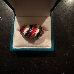 Silver enamel ring, sz 8